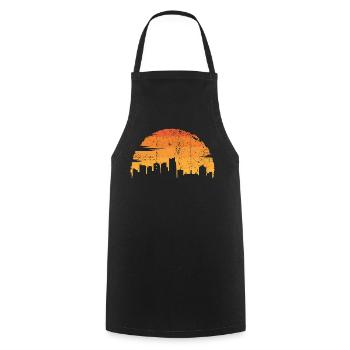 Sunset Skyline Silhouette - Cooking Apron - black - Front - AI Model Male 185 dark (185cm)