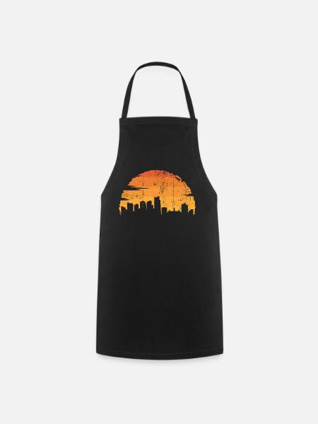Sonnenuntergang Skyline Silhouette - Kochschürze - Schwarz