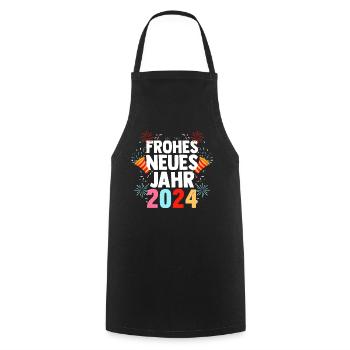 Frohes Neues Jahr Silvester 2024 - Kochschürze - Schwarz - Vorne - AI Model Male 185 dark (185cm)