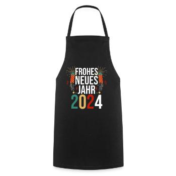 Frohes Neues Jahr Silvester 2024 - Kochschürze - Schwarz - Vorne - AI Model Male 185 dark (185cm)