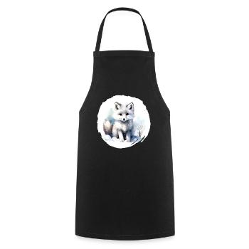 Arctic Fox Watercolor - Cooking Apron - black - Front - AI Model Male 185 dark (185cm)
