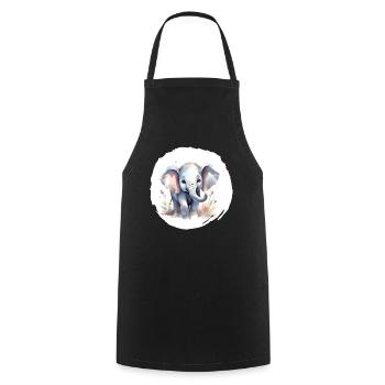 Watercolor Elephant - Cooking Apron - black - Front - AI Model Male 185 dark (185cm)