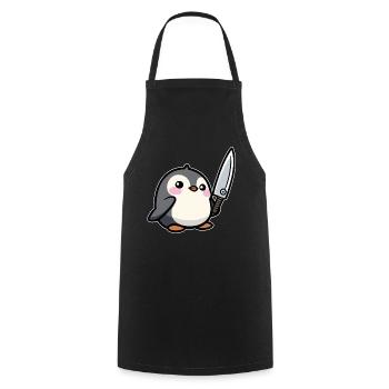 Lustiger Pinguin - Kochschürze - Schwarz - Vorne - AI Model Male 185 dark (185cm)