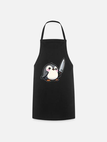 Lustiger Pinguin - Kochschürze - Schwarz