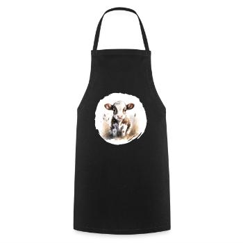 Calf Watercolor - Cooking Apron - black - Front - AI Model Male 185 dark (185cm)