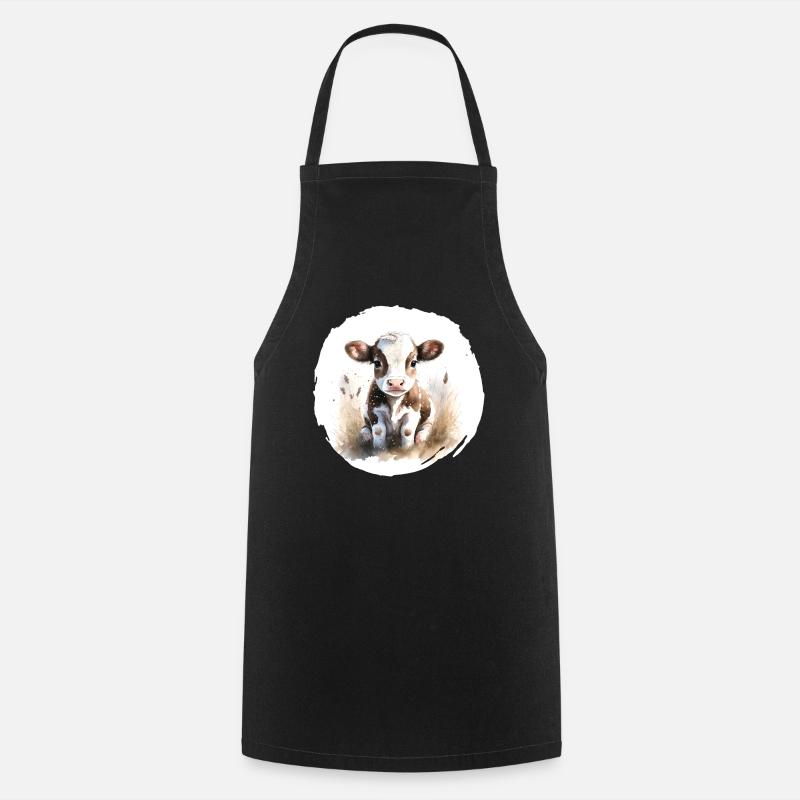 Aquarelle de veau - Tablier de cuisine - noir