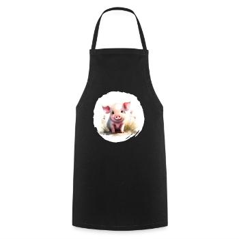 Piglet Watercolor - Cooking Apron - black - Front - AI Model Male 185 dark (185cm)