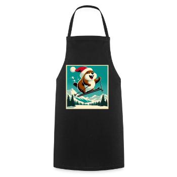 Marmotte Ski Affiche Vintage - Tablier de cuisine - noir - Devant - AI Model Male 185 dark (185cm)
