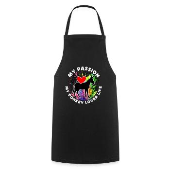 Donkey Lover My Passion My Donkey Farm Animal - Cooking Apron - black - Front - AI Model Male 185 dark (185cm)