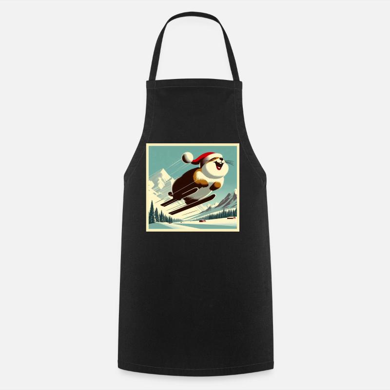 Marmotte Ski Vintage - Tablier de cuisine - noir