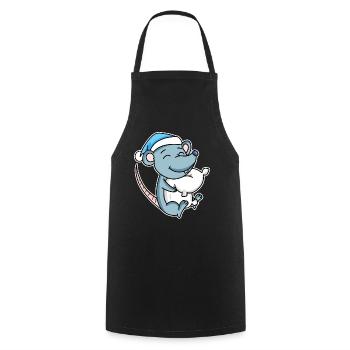 Souris avec oreiller et bonnet somnolent - Tablier de cuisine - noir - Devant - AI Model Male 185 dark (185cm)