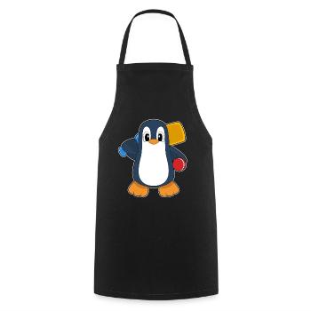 Pinguin Cricket Cricketschläger - Kochschürze - Schwarz - Vorne - AI Model Male 185 dark (185cm)