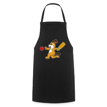 Hund Cricket Cricketschläger - Kochschürze - Schwarz - Vorne - AI Model Male 185 dark (185cm)