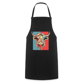 Portrait Highland Cow Highland Heifer Highland - Cooking Apron - black - Front - AI Model Male 185 dark (185cm)