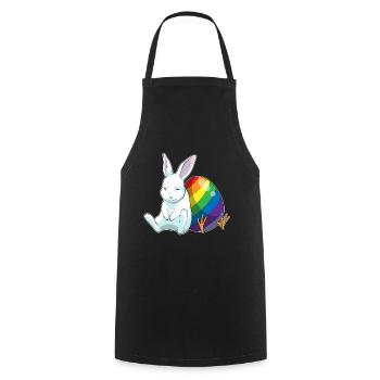 Hase Ostern Regenbogen - Kochschürze - Schwarz - Vorne - AI Model Male 185 dark (185cm)