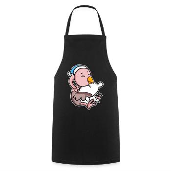 Ostrich with pillow and sleepy cap - Cooking Apron - black - Front - AI Model Male 185 dark (185cm)