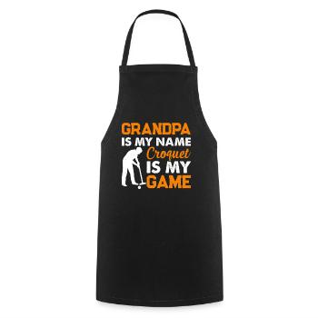 Grand-père c’est mon nom Le croquet c’est mon jeu - grand-père Cr - Tablier de cuisine - noir - Devant - AI Model Male 185 dark (185cm)