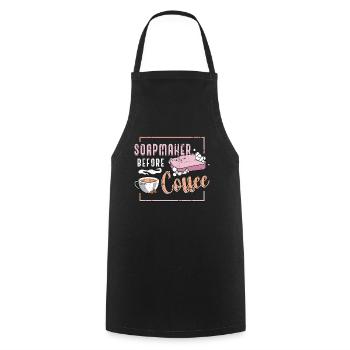 Soapmaker Before Coffee Soap Crafting Coffee Lover - Cooking Apron - black - Front - AI Model Male 185 dark (185cm)