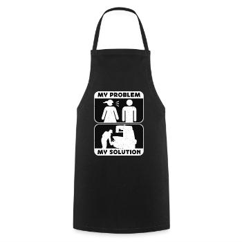 Machiniste Mon problème Ma solution Pictogramme Papa Maman - Tablier de cuisine - noir - Devant - AI Model Male 185 dark (185cm)