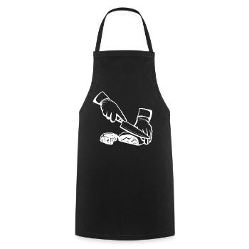 Cutting Meat Sketch - Cooking Apron - black - Front - AI Model Male 185 dark (185cm)