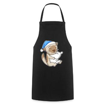 Sleeping Tired - Cat with Pillow and Sleepy Cap - Cooking Apron - black - Front - AI Model Male 185 dark (185cm)