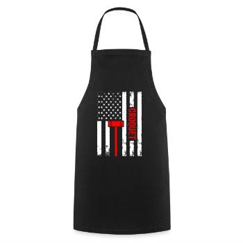 Croquet US Flag Croquet Player - Cooking Apron - black - Front - AI Model Male 185 dark (185cm)