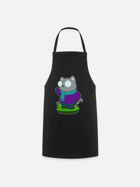Katze Winter Schal  - Kochschürze - Schwarz