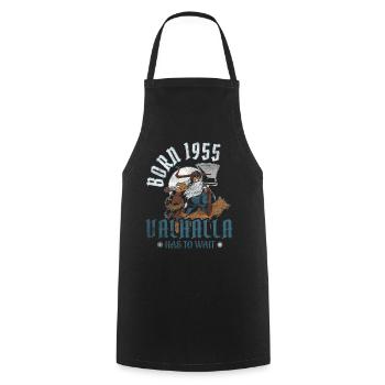 Les fils d’Odin sont nés en 1955 Viking 69e anniversaire - Tablier de cuisine - noir - Devant - AI Model Male 185 dark (185cm)