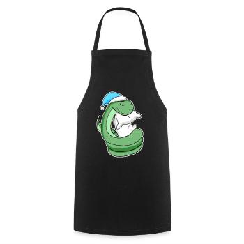 Serpent avec oreiller et bonnet somnolent - Tablier de cuisine - noir - Devant - AI Model Male 185 dark (185cm)
