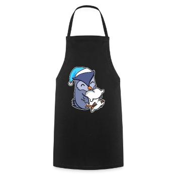 Hibou avec oreiller et bonnet somnolent - Tablier de cuisine - noir - Devant - AI Model Male 185 dark (185cm)