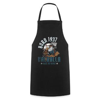 Les fils d’Odin sont nés en 1937 Viking 87e anniversaire - Tablier de cuisine - noir - Devant - AI Model Male 185 dark (185cm)