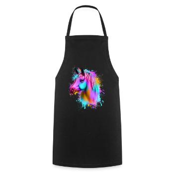 Pferd Graffiti Bunt - Kochschürze - Schwarz - Vorne - AI Model Male 185 dark (185cm)