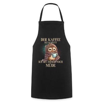 Eule Kaffee - Kochschürze - Schwarz - Vorne - AI Model Male 185 dark (185cm)
