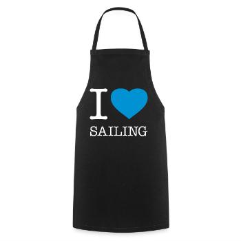I LOVE SAILING Segeln - Cooking Apron - black - Front - AI Model Male 185 dark (185cm)