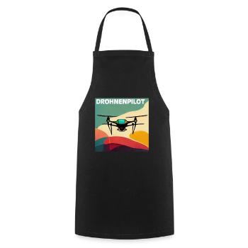 Drohnenpilot Retro-Poster - Kochschürze - Schwarz - Vorne - AI Model Male 185 dark (185cm)
