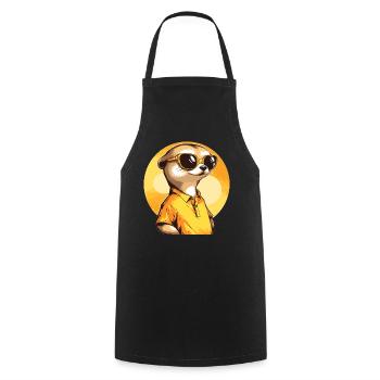 Erdmännchen Mit Sonnenbrille Meerkat - Kochschürze - Schwarz - Vorne - AI Model Male 185 dark (185cm)