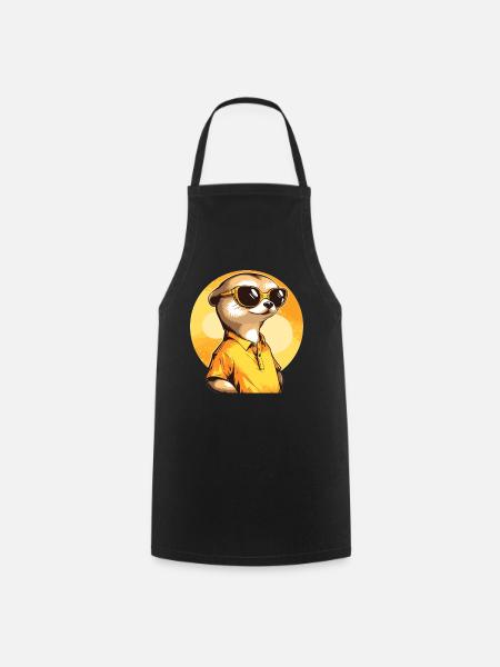 Erdmännchen Mit Sonnenbrille Meerkat - Kochschürze - Schwarz
