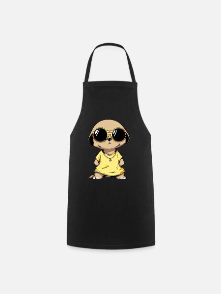 Erdmännchen Mit Sonnenbrille Meerkat - Kochschürze - Schwarz