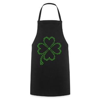 Trèfle vert fait de cœurs - Tablier de cuisine - noir - Devant - AI Model Male 185 dark (185cm)
