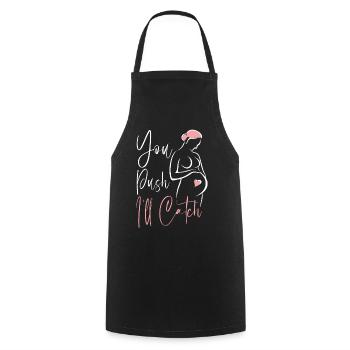 LD Labour And Delivery Nurse - Cooking Apron - black - Front - AI Model Male 185 dark (185cm)