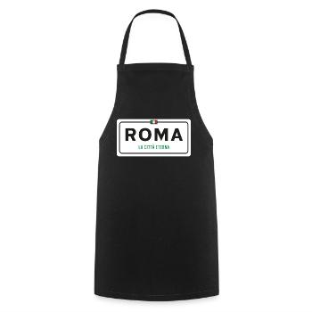 Rom Ortsschild - Kochschürze - Schwarz - Vorne - AI Model Male 185 dark (185cm)