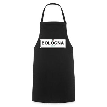 Ortsschild Bologna - Kochschürze - Schwarz - Vorne - AI Model Male 185 dark (185cm)