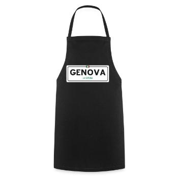 Panneau toponymique de Gênes - Tablier de cuisine - noir - Devant - AI Model Male 185 dark (185cm)