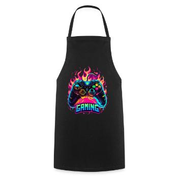 Gaming Controller Flames Art - Cooking Apron - black - Front - AI Model Male 185 dark (185cm)