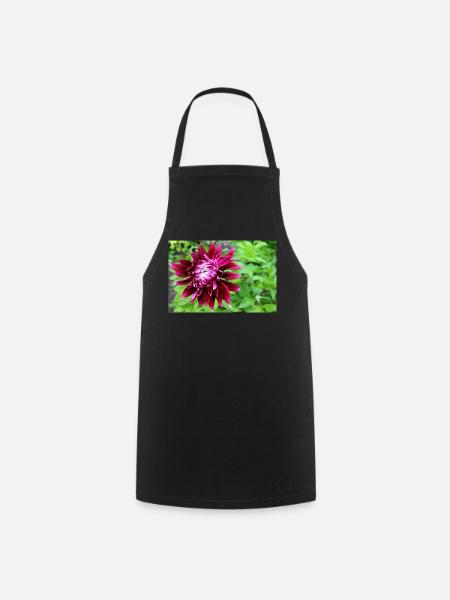 Dahlie, Blume, Blüte rot - Kochschürze - Schwarz