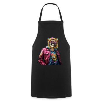 Skull With Pop Art - Cooking Apron - black - Front - AI Model Male 185 dark (185cm)