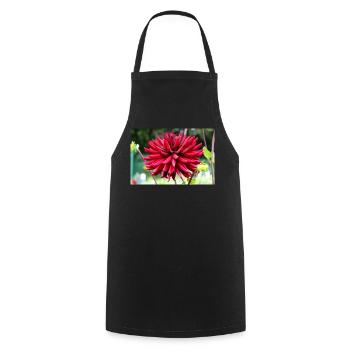 Dahlia Red Blossom ,Flower - Cooking Apron - black - Front - AI Model Male 185 dark (185cm)