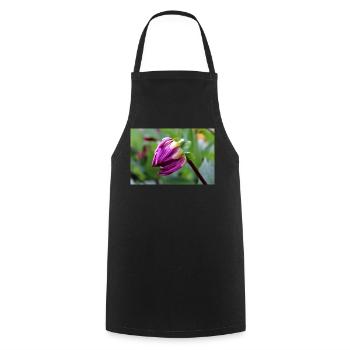 Dahlia Red Violet Blossom ,Flower - Cooking Apron - black - Front - AI Model Male 185 dark (185cm)