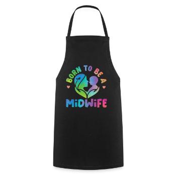 Nurse Midwife Birth Worker Born To - Cooking Apron - black - Front - AI Model Male 185 dark (185cm)