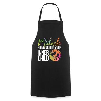 Nurse Midwife Birth Worker Pun - Cooking Apron - black - Front - AI Model Male 185 dark (185cm)
